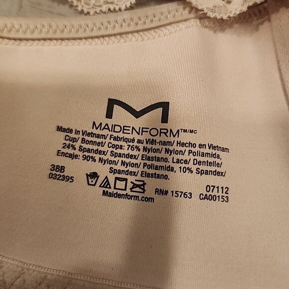 Maidenform Bra 38B Nude Underwire Lined Front Closure 07112 Racerback - Picture 3 of 3